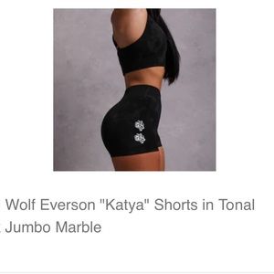 DarcSport- Quad wolf everson “Katya” shorts in tonal black jumbo marble.